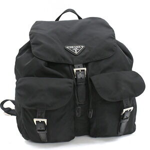 Prada Vela Backpack Black Nylon Triangle Logo Plate